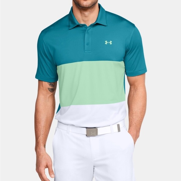 Under Armour Men's Blue , White and Green Polo M - Picture 1 of 7